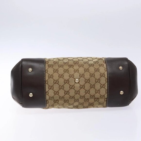 GUCCI GG Canvas Web Sherry Line Hand Bag Beige Gold Red - Picture 5 of 15